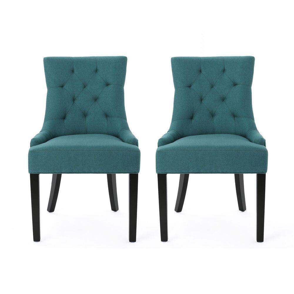 Noble House Hayden Dark Teal Upholstered Dining Chairs (Set of 2) 10728