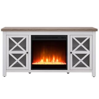 MeyerCross Colton 47.75 in. White and Gray Oak TV Stand Fits TV's up to 55 in. with Crystal Fireplace Insert TV1014