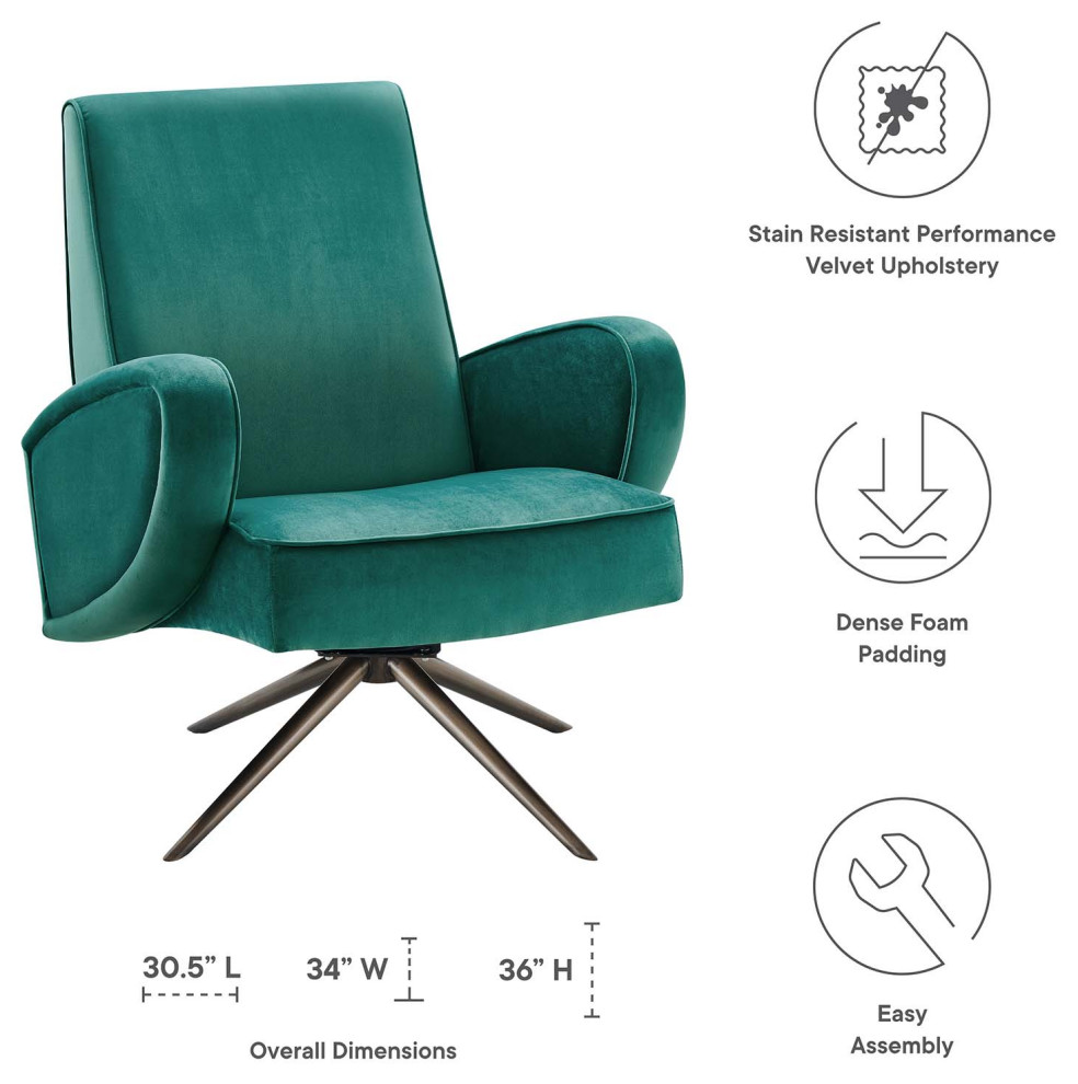 Armchair Swivel Accent Chair  Velvet  Modern  Lounge Hospitality   Midcentury   Armchairs And Accent Chairs   by House Bound  Houzz