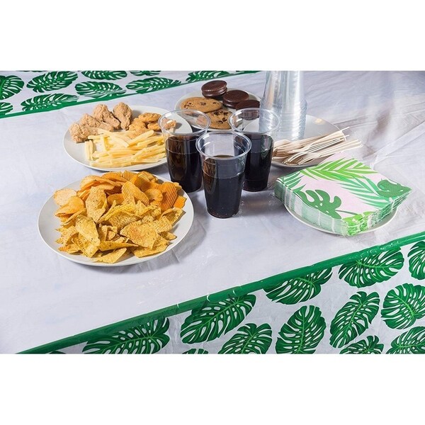 3-Pack Plastic Rectangular Tablecloth Tropical Palm Leaves Table Covers 54