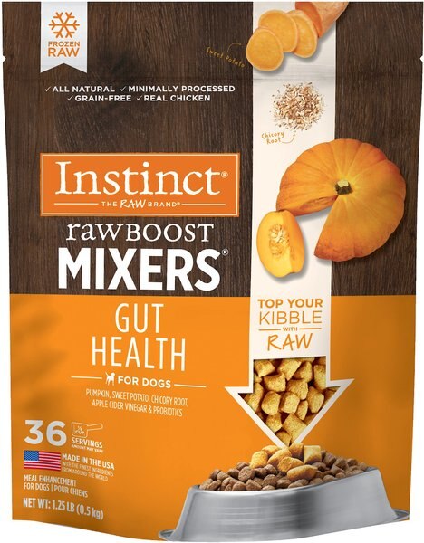 Instinct Boost Mixers Gut Health Grain-Free Frozen Dog Food Topper， 1.25-lb bag