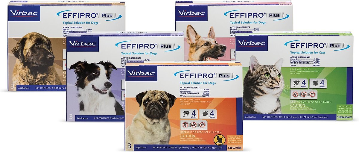 Virbac EFFIPRO Flea and Tick Spot Treatment for Dogs， 5-22.9 lbs