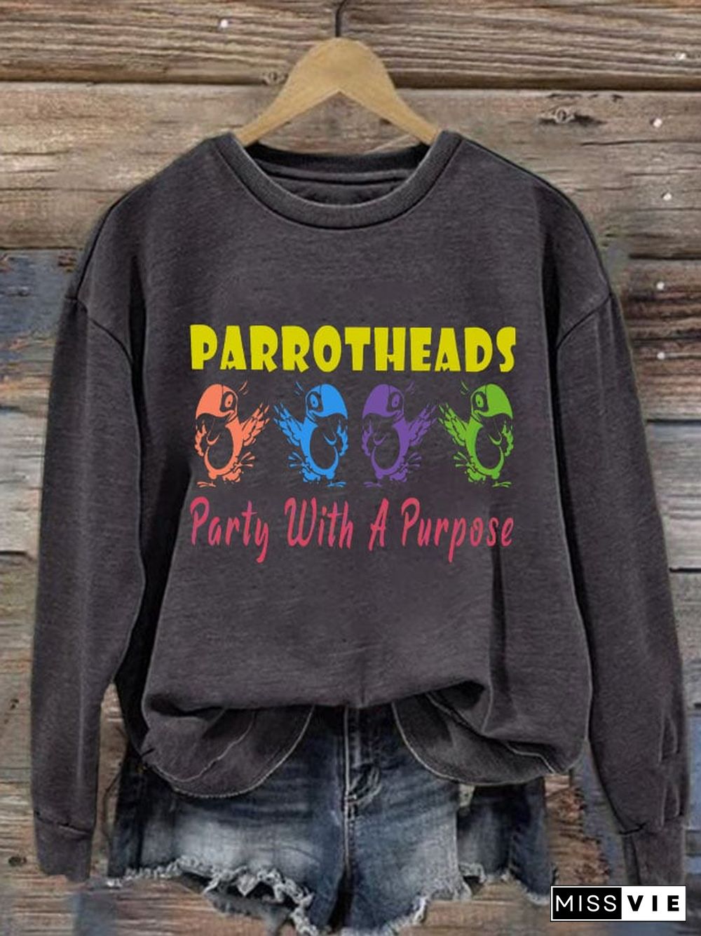 Women's Parrotheads Party With a Purpose Crew Neck Sweatshirt