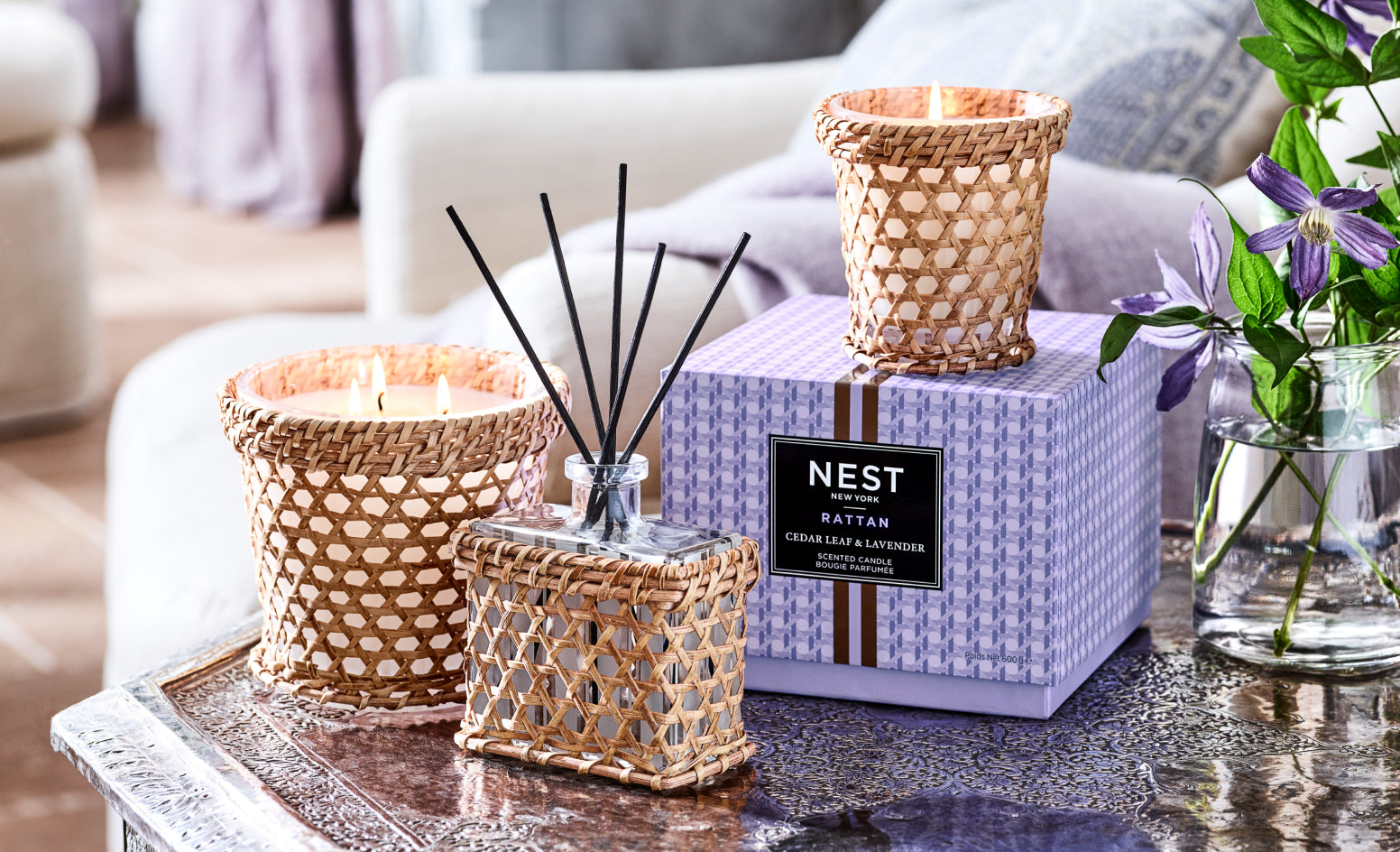 Rattan Cedar Leaf & Lavender Classic Candle