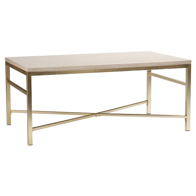 Cocktail Faux Stone Table Matte Brass Aiden Lane