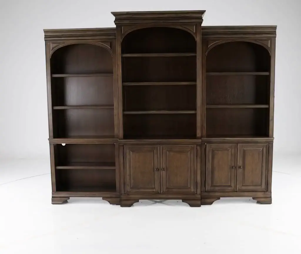 Arcadia Chestnut Brown Bookcase Wall with Doors