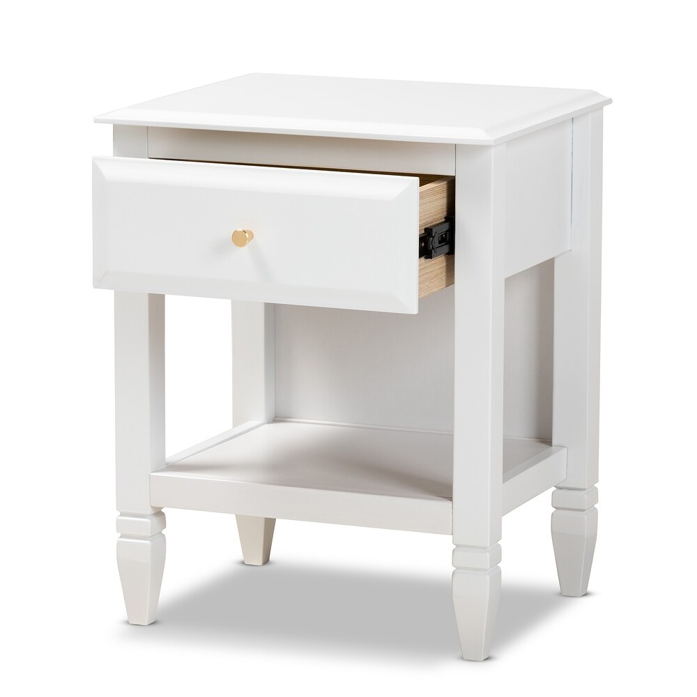 Naomi Classic and Transitional 1 Drawer Bedroom Nightstand