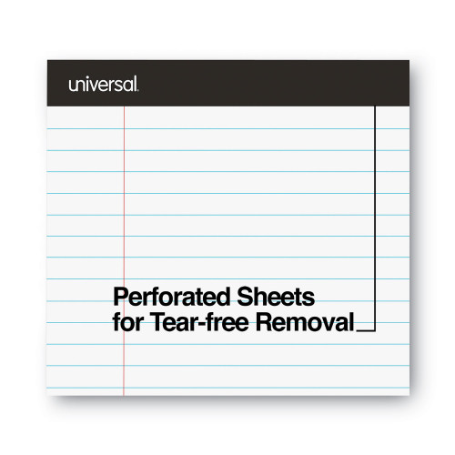 Universal Premium Ruled Writing Pads， Wide/Legal Rule， 8.5 x 11， White， 50 Sheets， 12/Pack (30730)