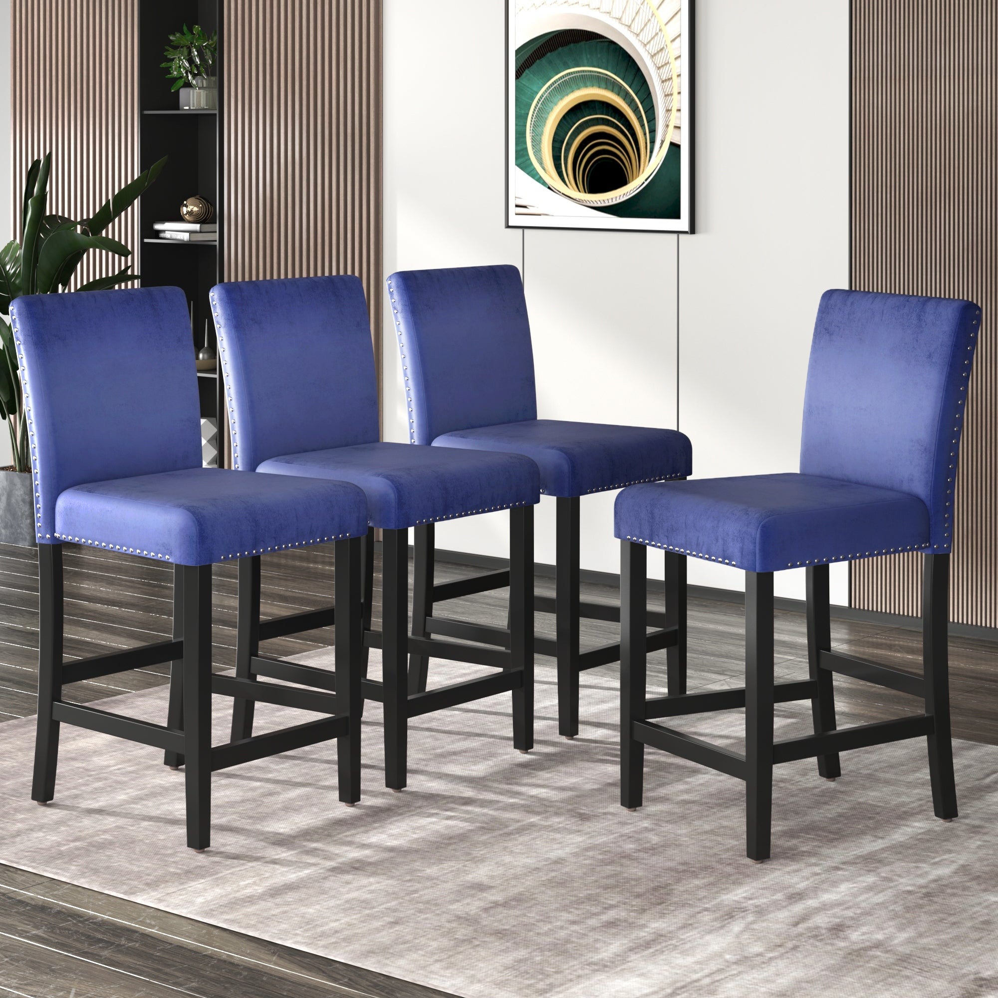 Premium Wood Construction， Height Upholstered Dining Chairs for Living Room and Dining Room(Set of 4)