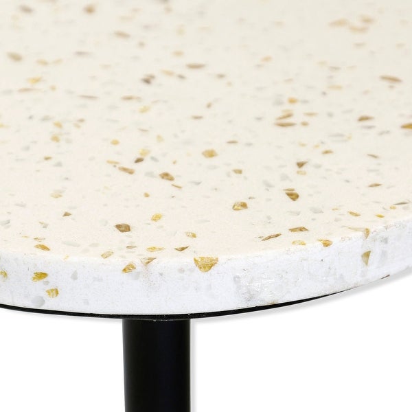 Ebony Pedestal - Drinking Table With White and Gold Flaked Top and Square Base