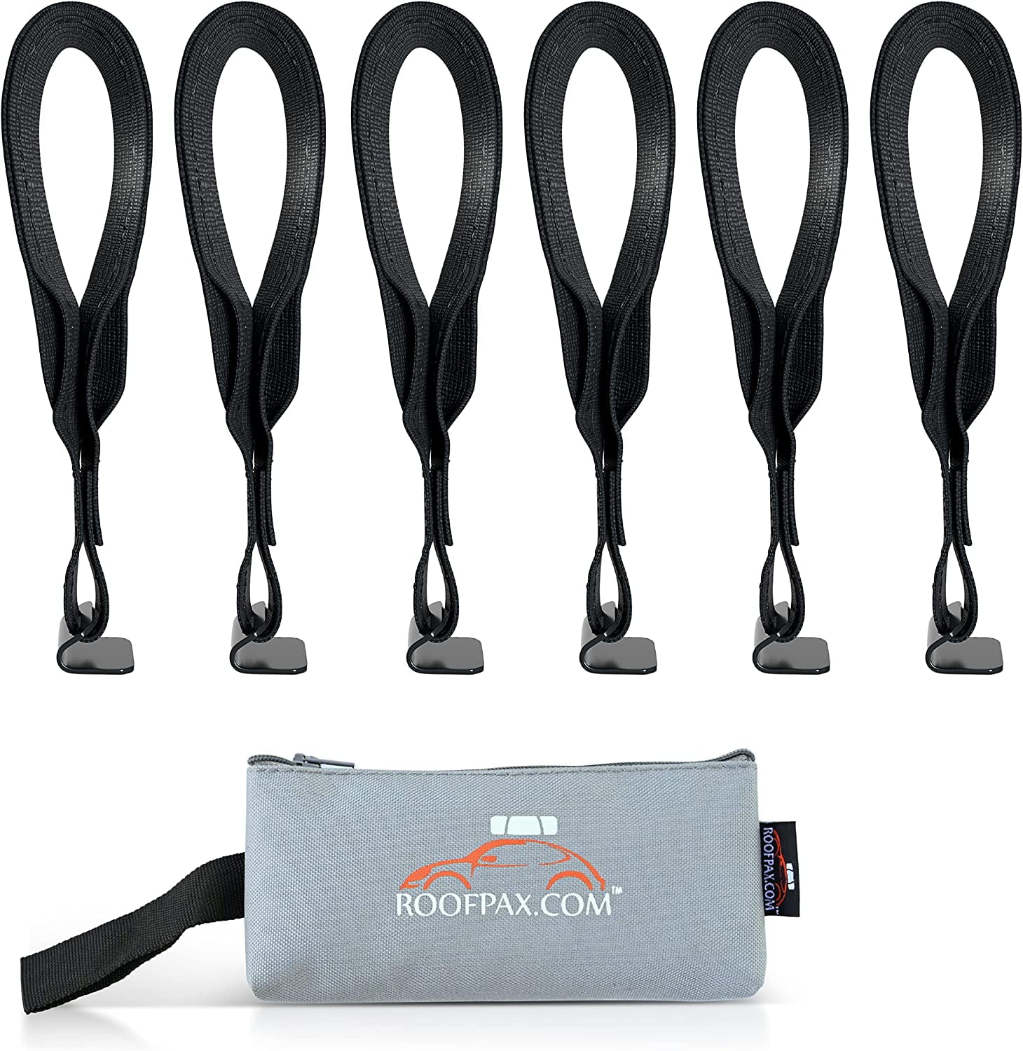 RoofPax 6 Waterproof Rooftop Cargo Tie Down Hook Straps for Strapping Down Car Top Luggage