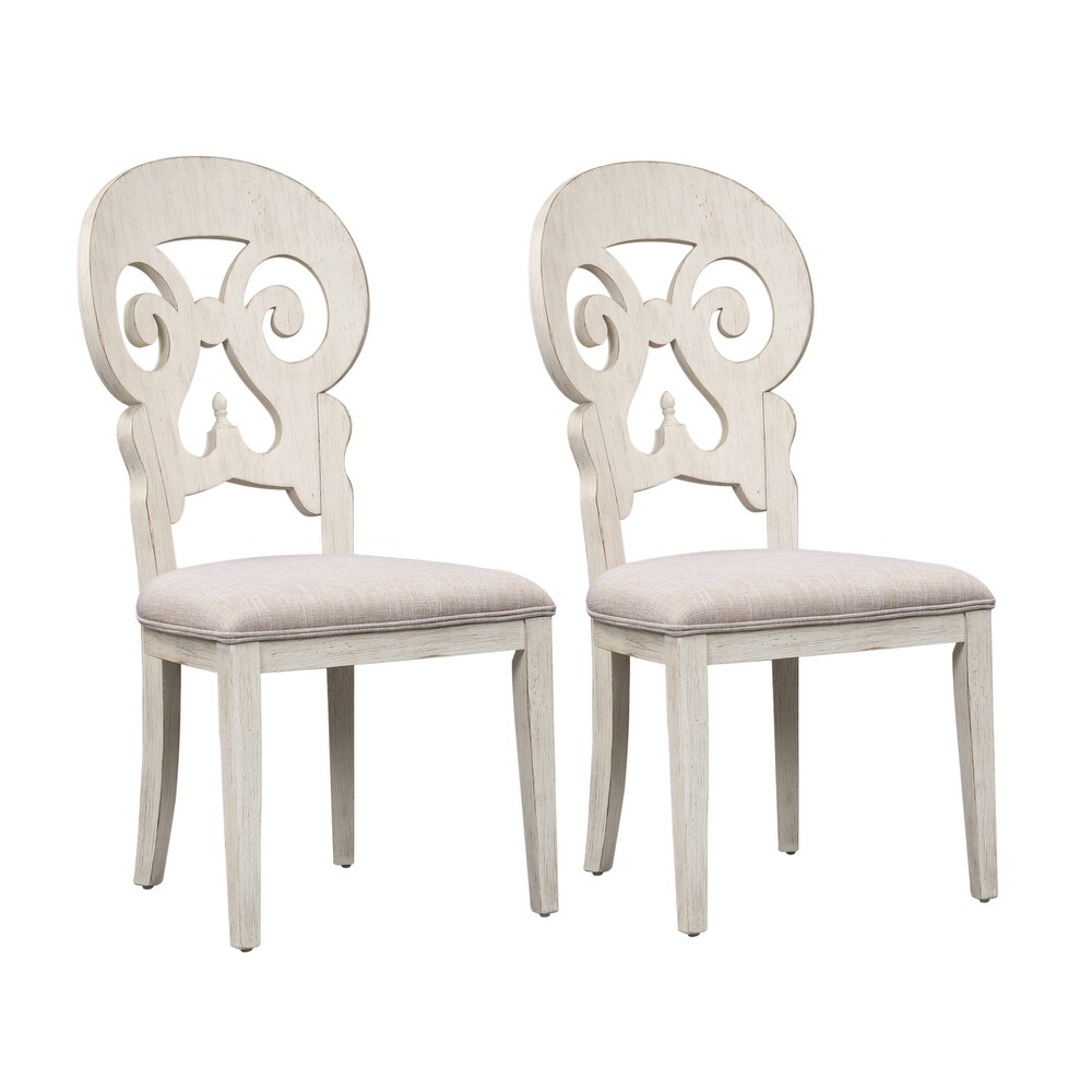 Farmhouse Reimagined Antique White Splat Back Side Chair (Set of 2)