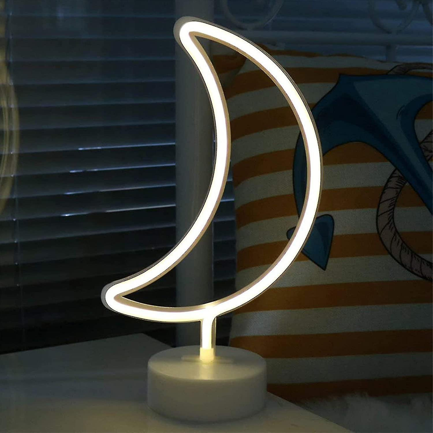 Neon Light Sign Usb/battery Powered Led Night Light With Base For Home， Nursery， Bar， Any Party Festive (batteries Not Included)， Moon