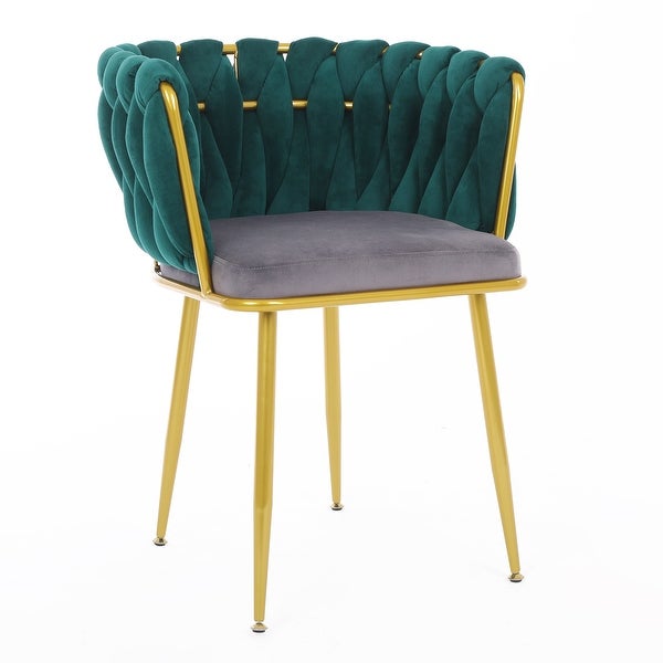 JASIWAY Velvet Accent Chair with Back Arm and Gold Metal Legs