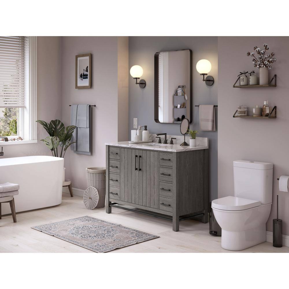 Home Decorators Collection Stanbury 48 in. W x 22 in. D Vanity in Cashmere with Carrara Marble Vanity Top with White Sink 1459VA48-247900