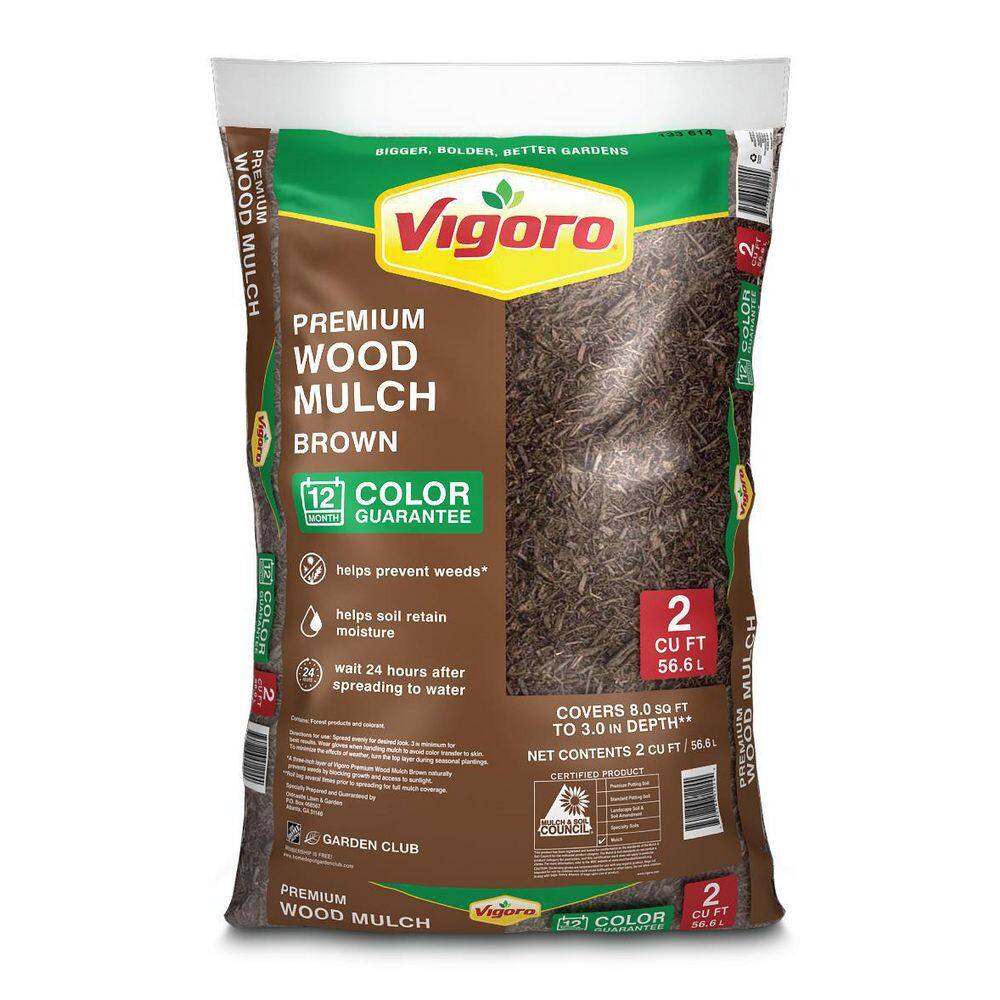 Vigoro 2 cu. ft. Bagged Premium Brown Wood Mulch 52050196