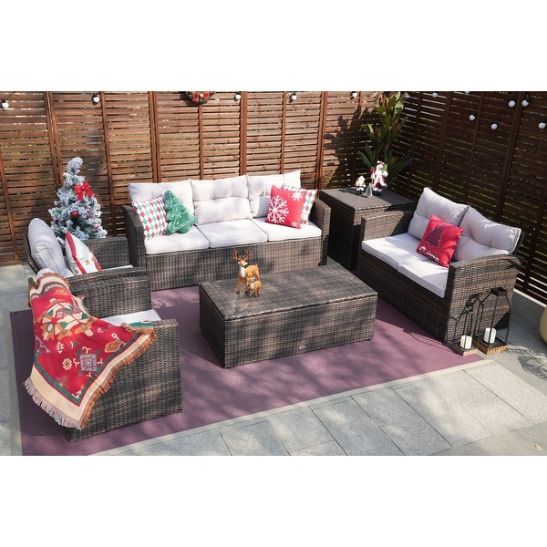 Martinka Outdoor Garden 6Piece Rattan Wicker Sectional Set