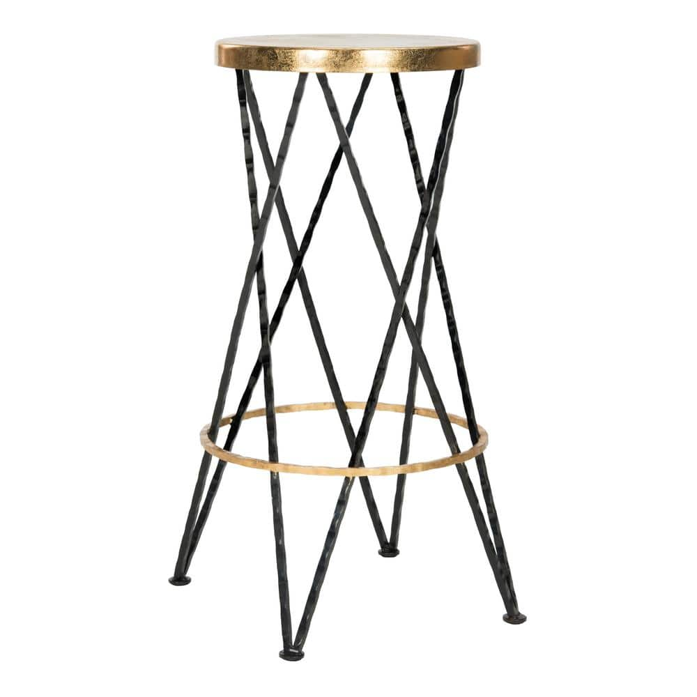 SAFAVIEH Hester 30 in. Black and Gold Bar Stool FOX3253A