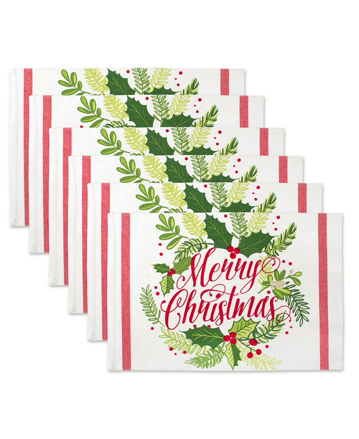 Design Imports Merry Christmas Print Placemat Set of 6