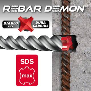 DIABLO 78 in. x 16 in. x 21 in. Rebar Demon SDS-Max 4-Cutter Full Carbide Head Hammer Bit DMAMX1180