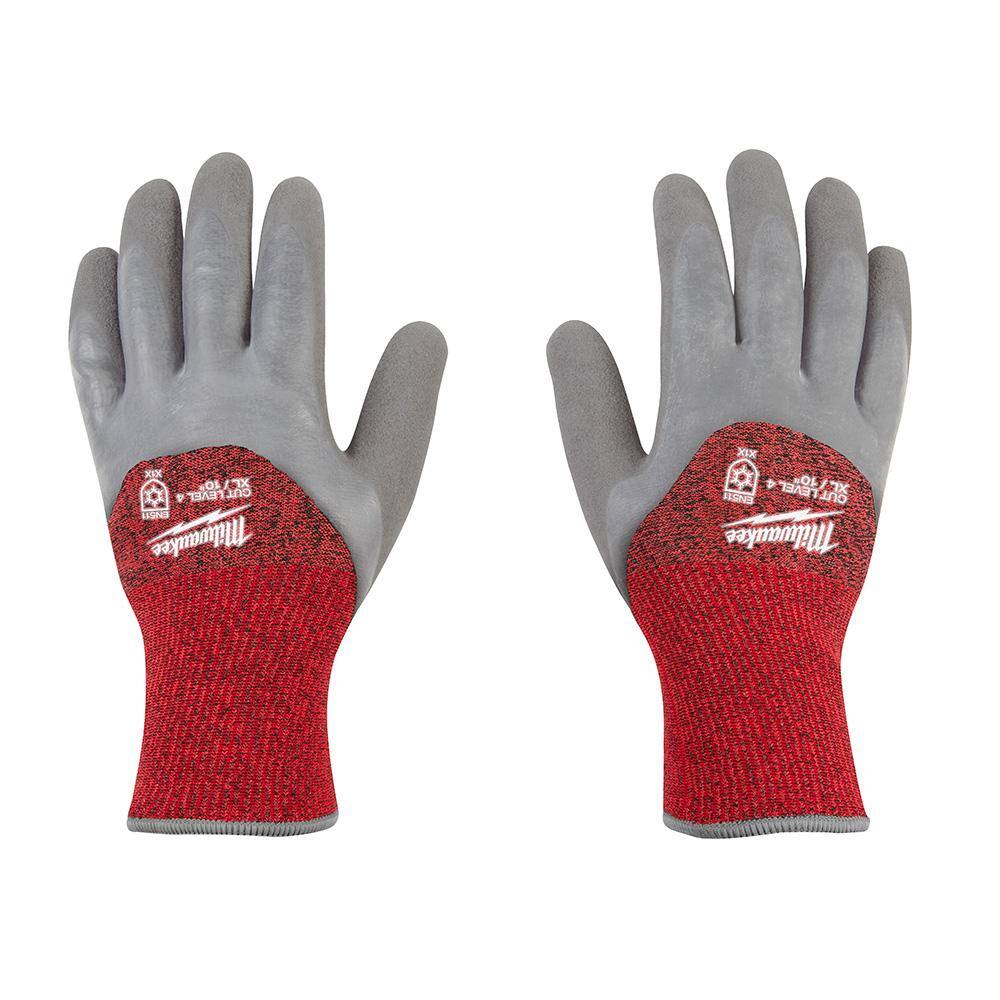 MW X-Large Gray Latex Level 4 Cut Resistant Insulated Winter Dipped Work Gloves 48-73-9943