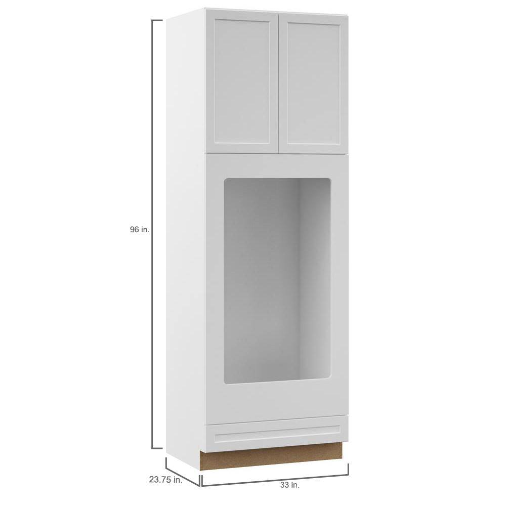 Hampton Bay Designer Series Melvern Assembled 33x96x23.75 in. Double Oven Kitchen Cabinet in White OVD3396-MLWH