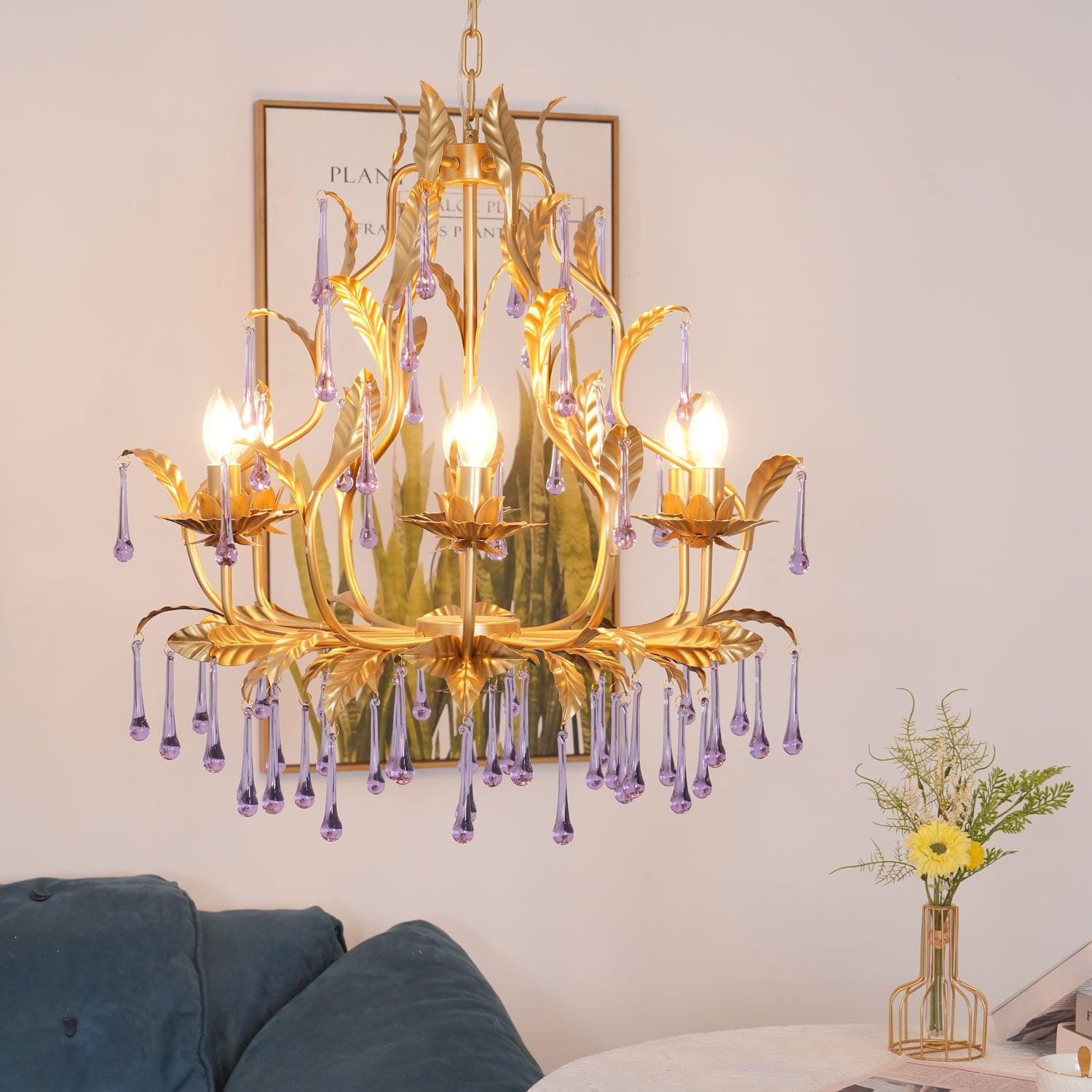 Amethyst Drops Glass Chandelier