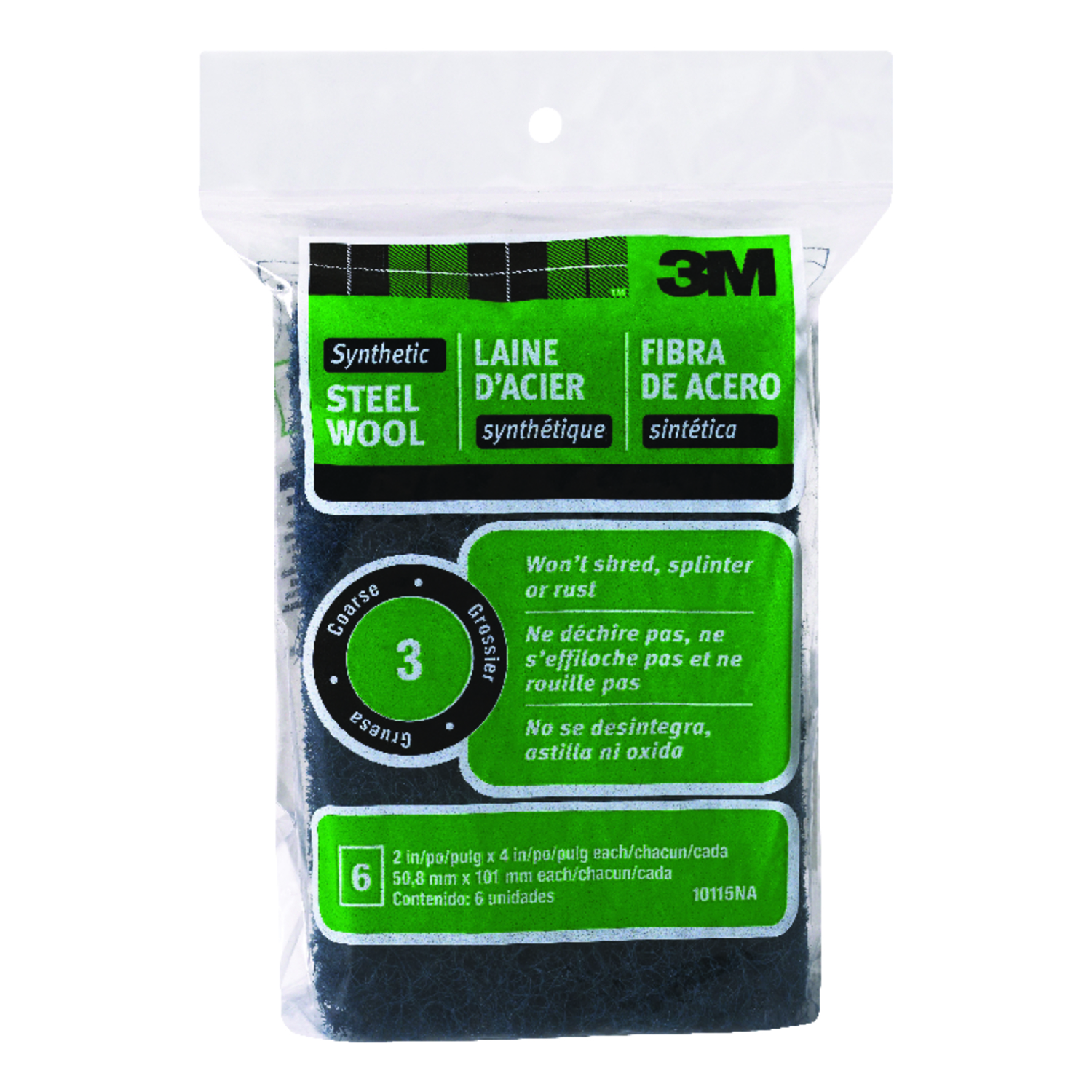 3M 3 Grade Medium Steel Wool Pad 6 pk