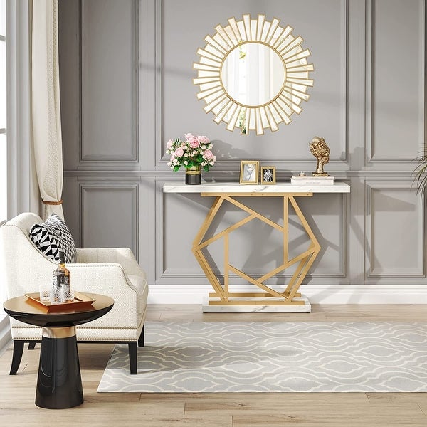 Modern Entry Console Table， 47 Inch Gold Sofa Table