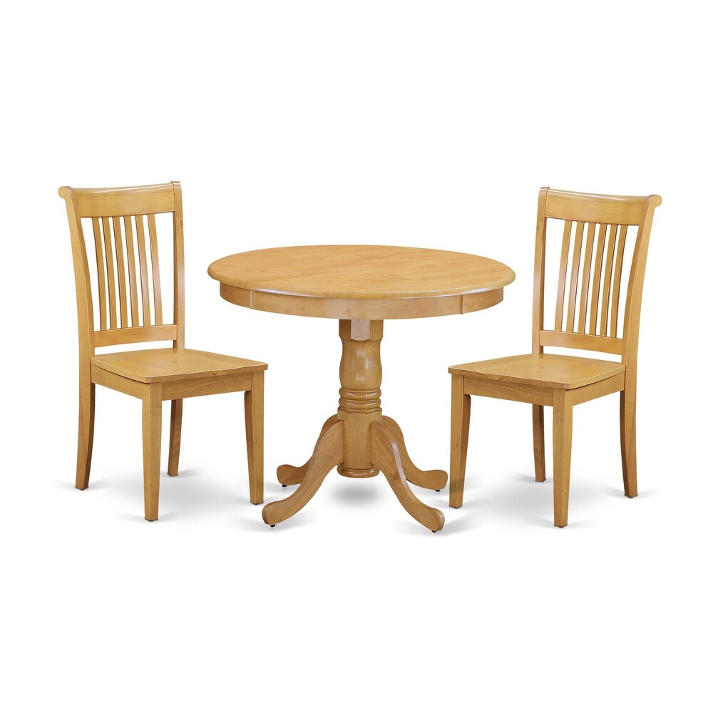 East West Furniture Kitchen Table Set Includes a Round Dining Table and Dining Room Chairs  Oak (Pieces   Seat Options)