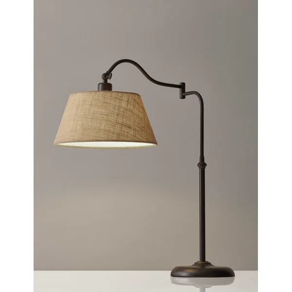 Dark Bronze Metal Swing Arm Adjustable Table Lamp - 12.5 x 23 x 27