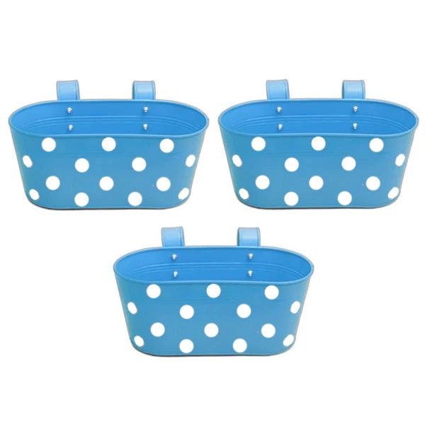 12 inch (30 cm) Polka Railing Oval Metal Planter