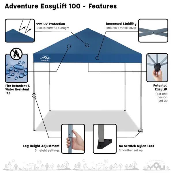 YOLI 10'x10' Adventure EasyLift Instant Canopy