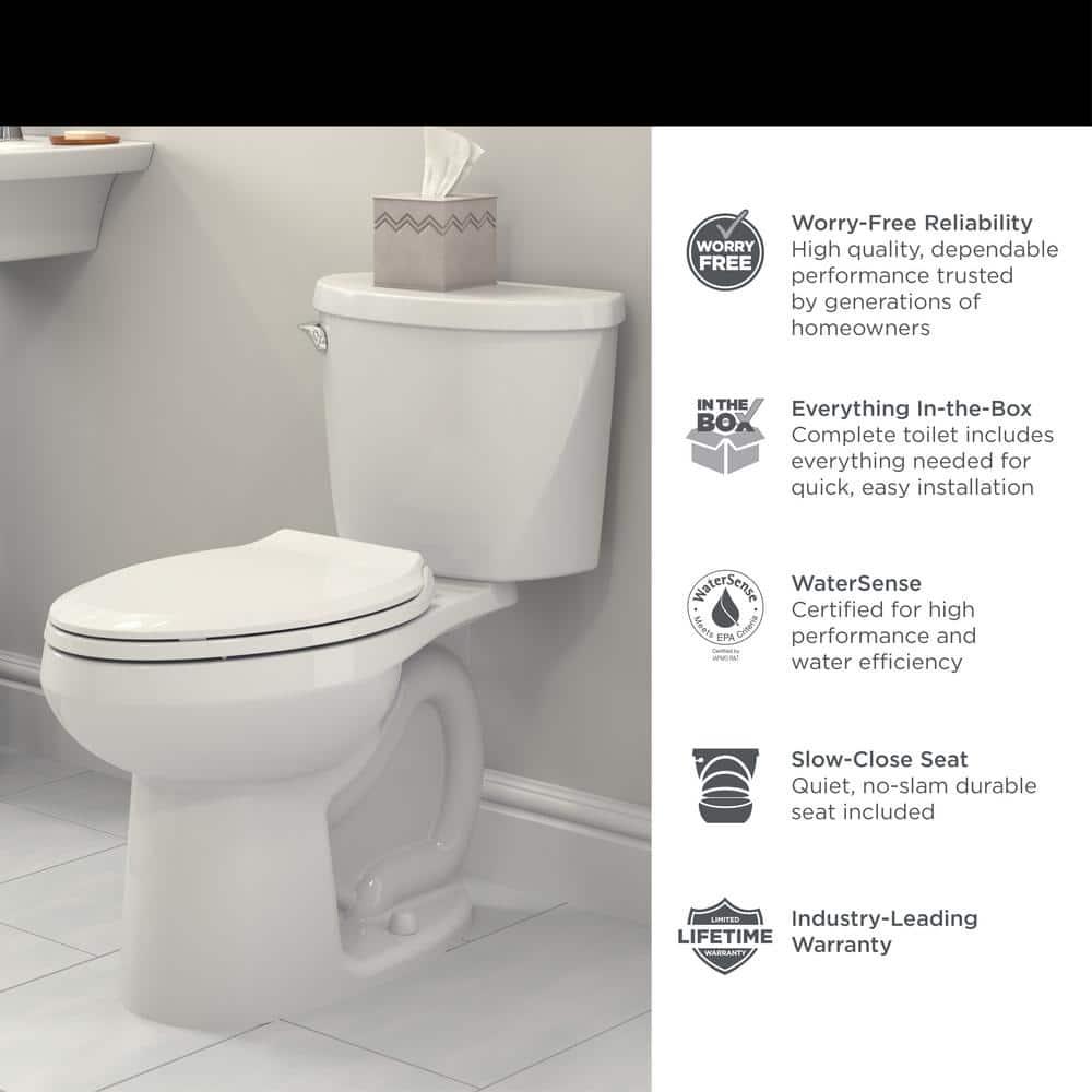 American Standard Reliant 2piece 128 GPF Single Flush Chair Height Elongated Toilet in White Seat Not Included