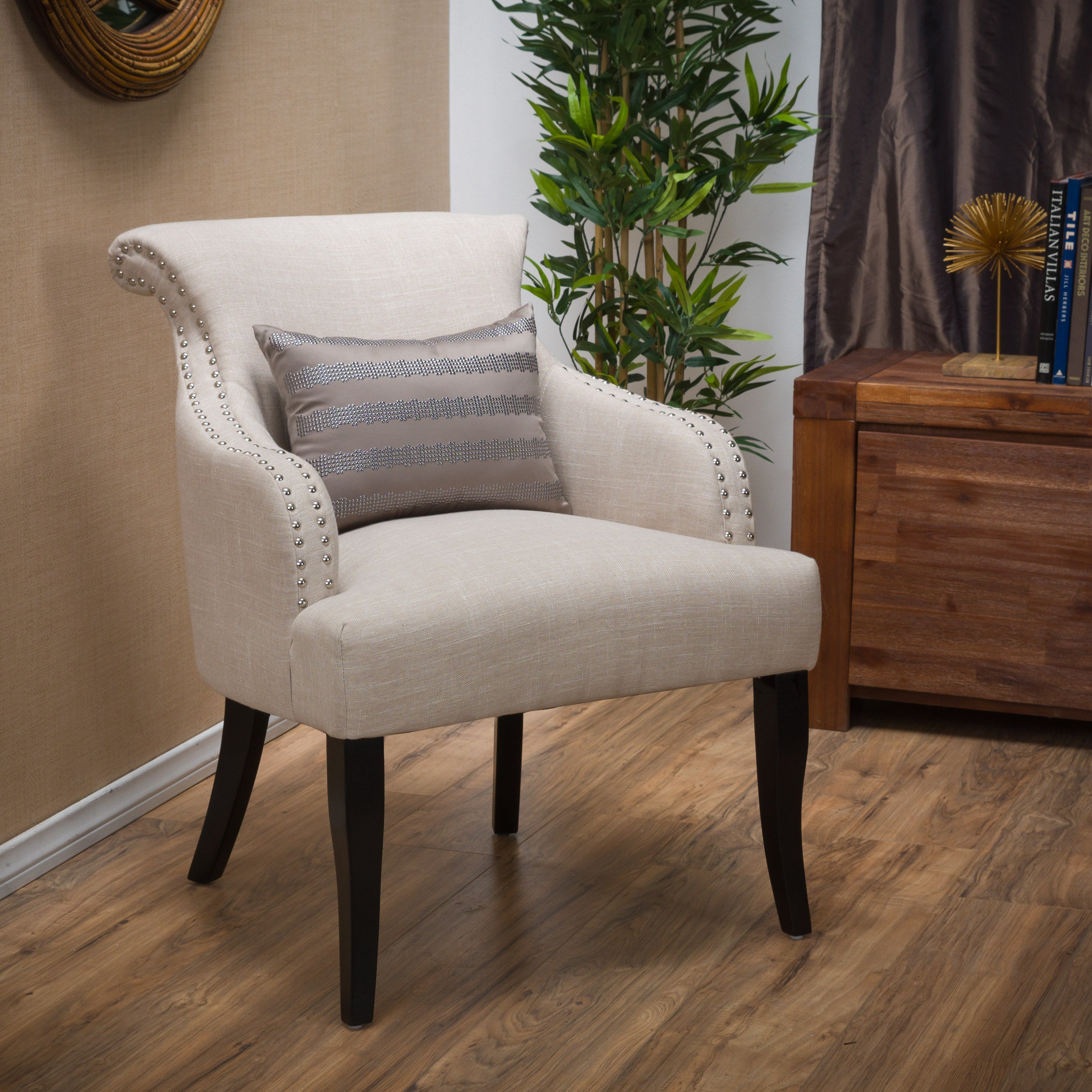 Baldwin Light Beige Fabric Accent Chair