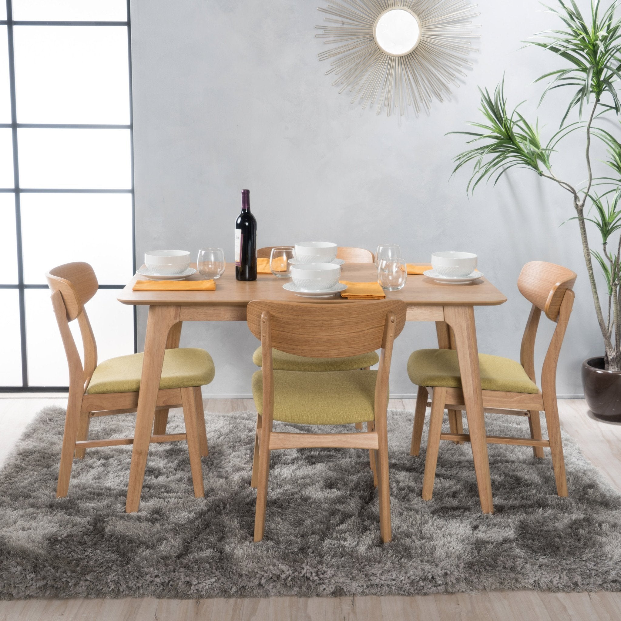 Iriat Mid-Century Modern 5 Piece Dining Set