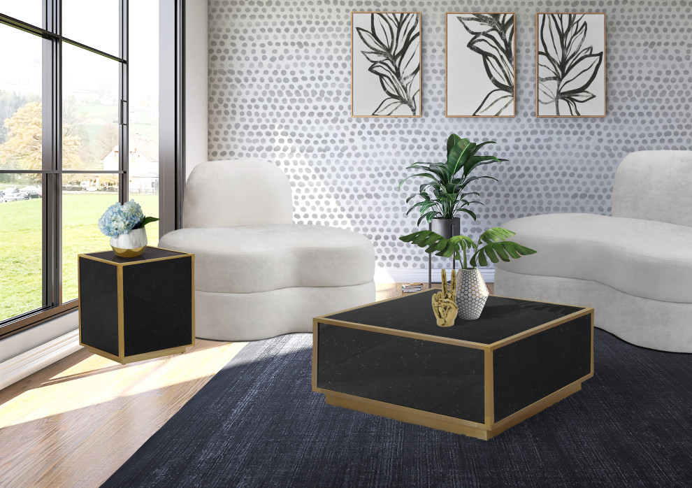 Glitz Faux Marble Top Coffee Table   Contemporary   Coffee Tables   by Meridian Furniture  Houzz