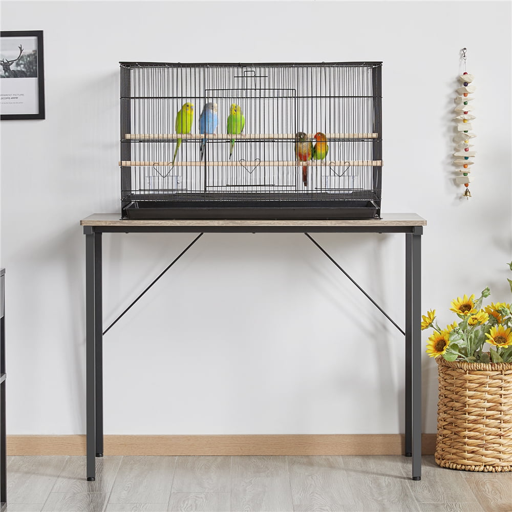 Yaheetech 30.5 inch Rectangle Breeding Flight Parakeet Bird Cage with Slide-Out Tray for Finches Budgies Cockatiels， Black