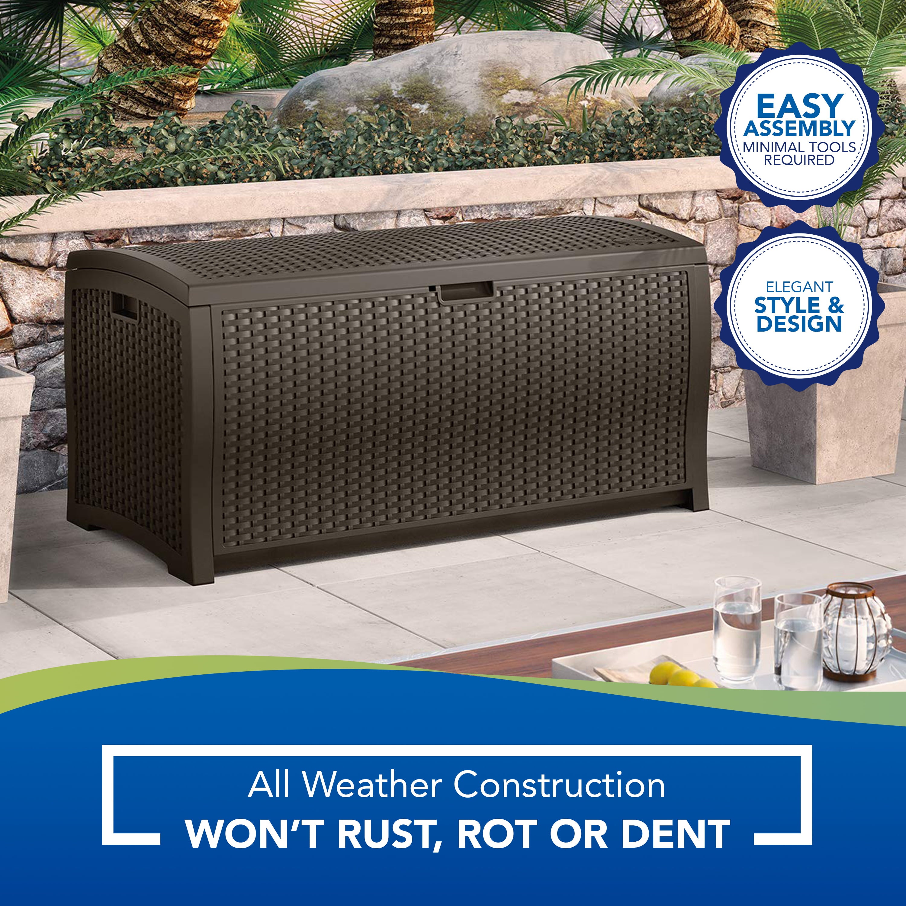 Suncast Resin 99-Gallon Deck Box - Mocha Brown - DBW9200