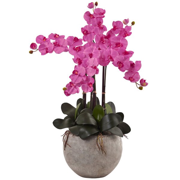 Nearly Natural Multicolored Silk Phalaenopsis Orchid Floral Arrangement