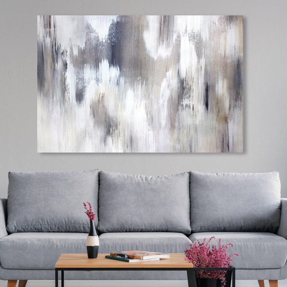 Oliver Gal 'Gentle Falling Shades' Abstract Wall Art Canvas Print   Gray  White