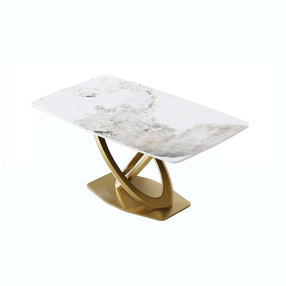 Modern Artificial Marble Curved Dining Table Rectangle   63 ''/71 ''