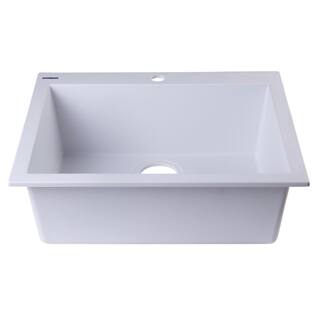 ALFI BRAND Drop-In Granite Composite 23.63 in. 1-Hole Single Bowl Kitchen Sink in White AB2420DI-W