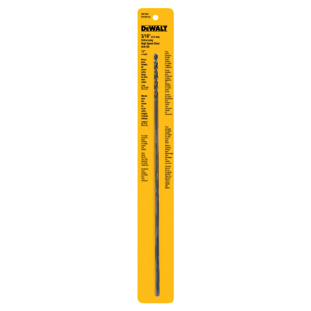 DEWALT 3/16 In. x 12 In. Long Drill Bit DW1604 from DEWALT