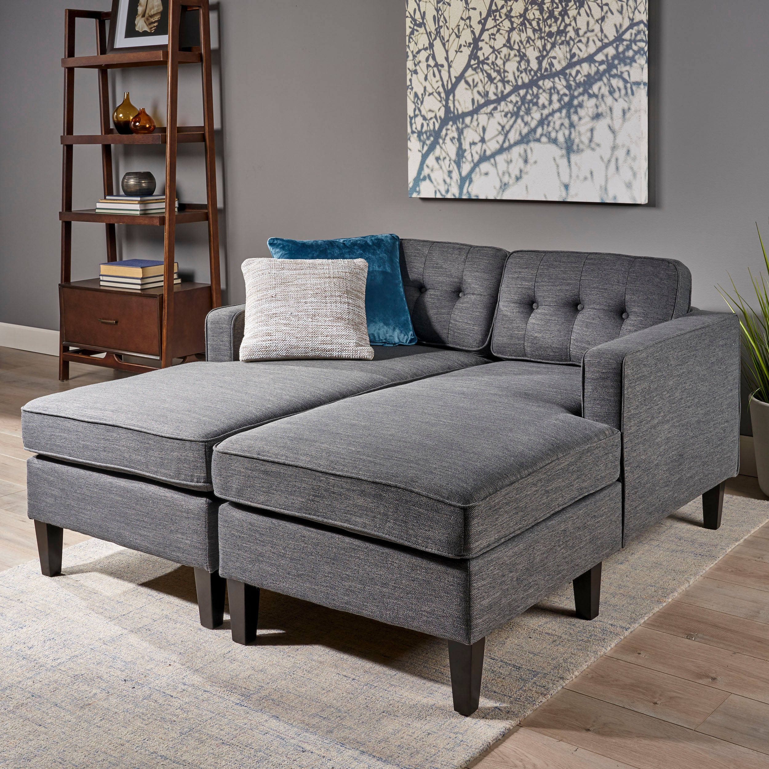 Grace Contemporary Fabric Chaise Daybed with Button Accents