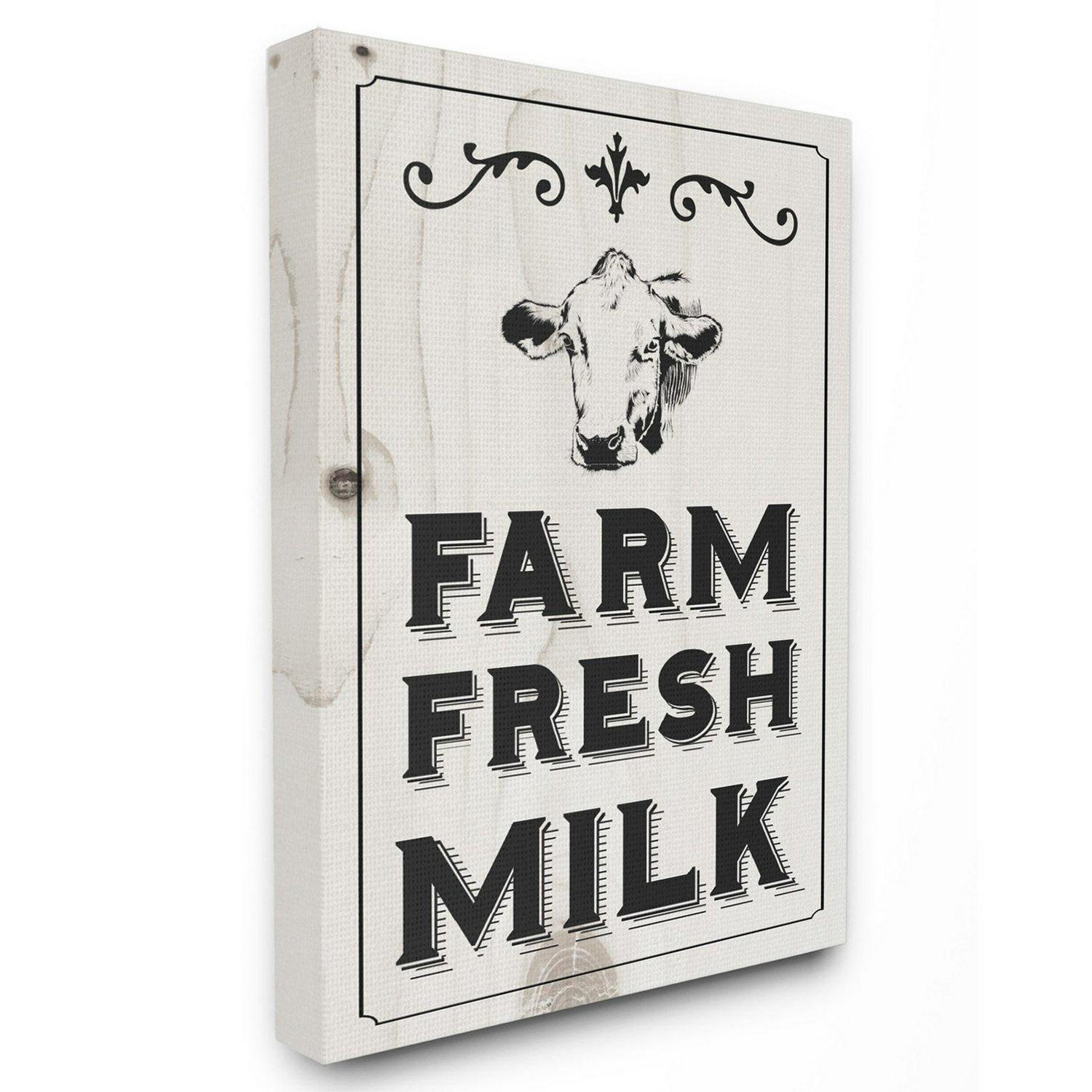 The Stupell Home Decor Collection Farm Fresh Country Milk Cow Wall Art