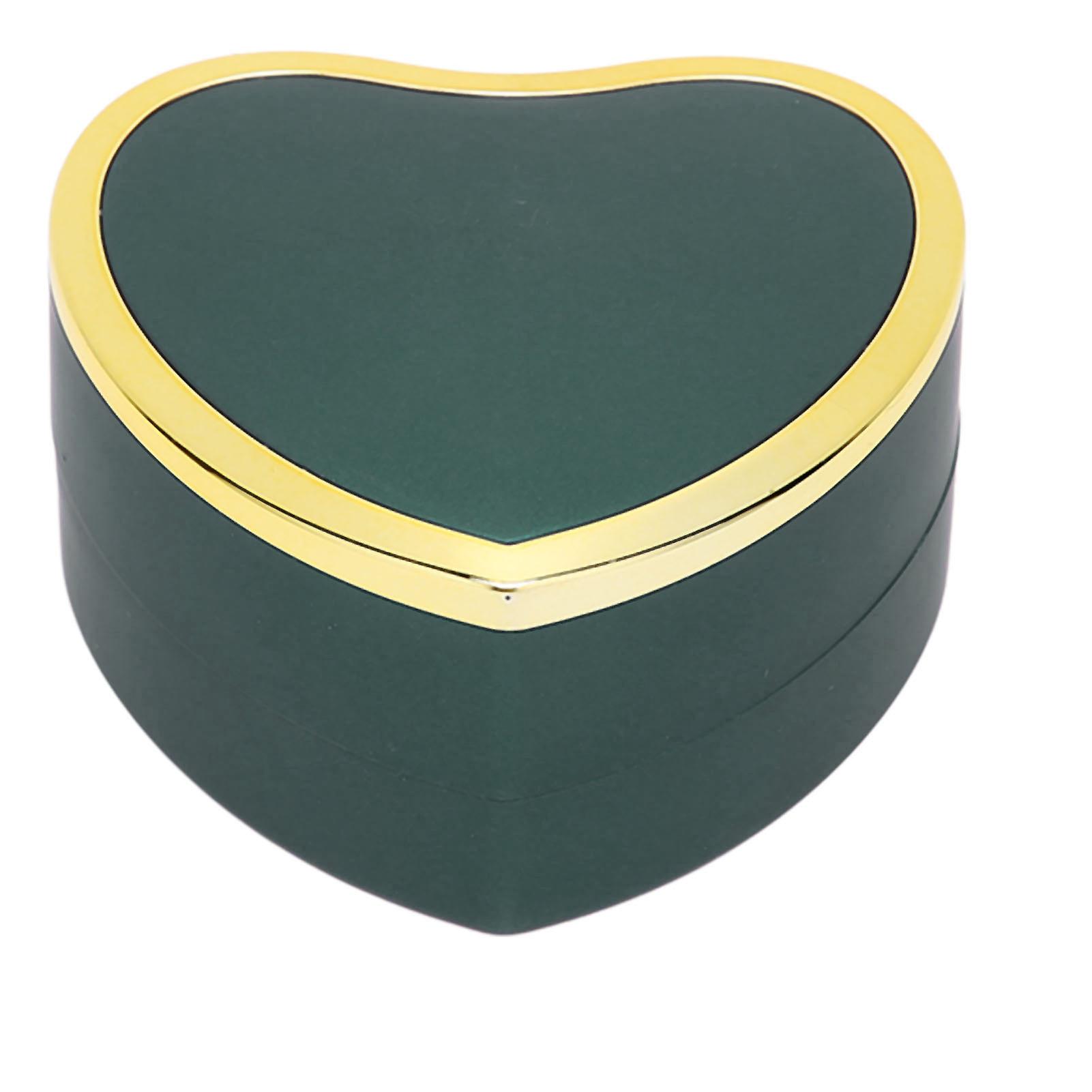 Rings Gift Box Soft Flocking Heat Shaped Lighting Portable Jewelry Storage Case For Anniversary Engagementblack Green