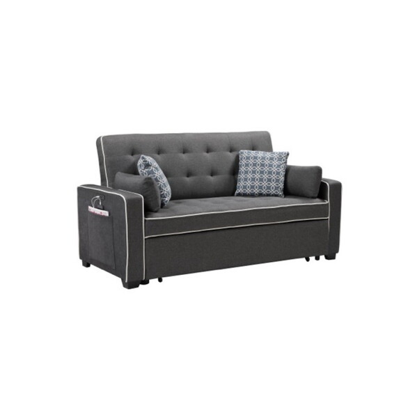 Austin Modern Gray Fabric Sleeper Sofa with 2 USB ...