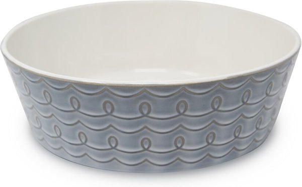 Pioneer Pet Loop Ceramic Dog and Cat Bowl， Gray