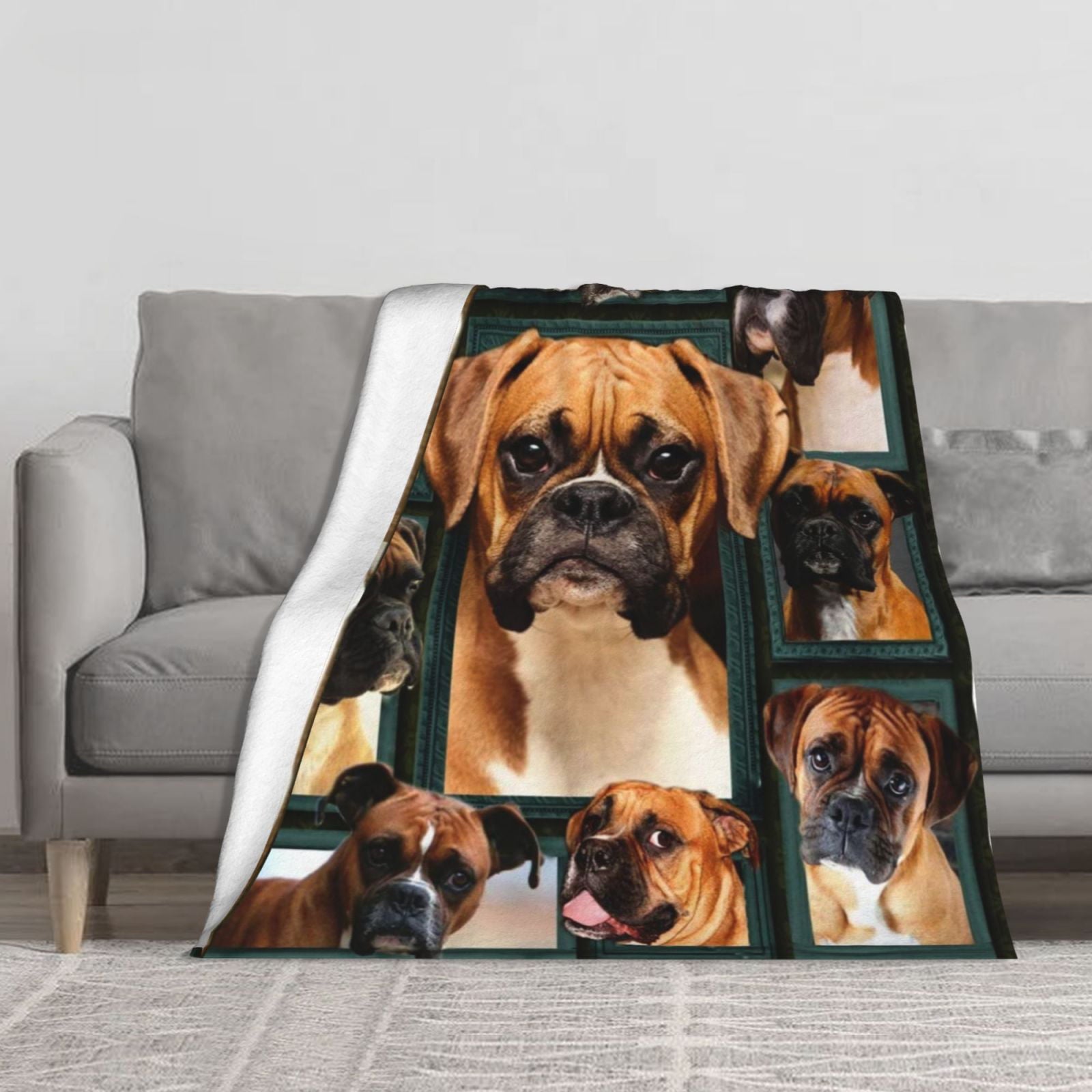 Flannel Blanket 3D Boxer Dog Super Soft Bedding Couch Sofa Throw Blanket Plush Cozy Office Nap Air Travelling Warm Blanket 50X40 inch